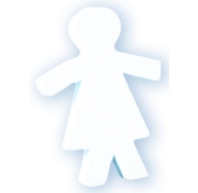 Sylwetka symbol kobiety 12 x 9 x 1.5 cm papier biały AC763 C, Decopatch