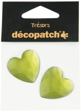 Kryształkowe ozdoby serduszka zielone śr.30mm 2szt., Decopatch