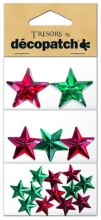 Kryształki gwiazdki czerwone i zielone, Tresors by Decopatch. BJM220, Decopatch